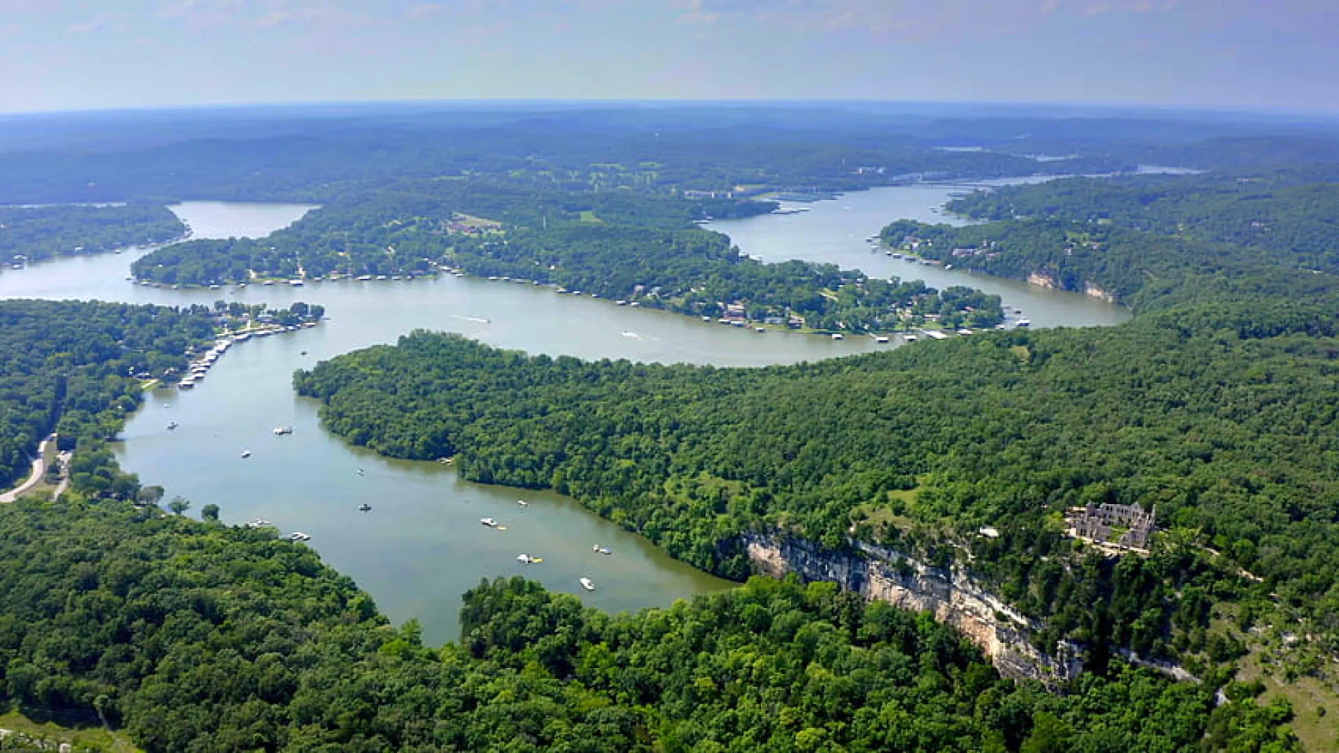 aerial view of lake ozarks
